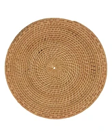 Saro Lifestyle Rattan Placemats with Woven Design, Set of 4, 15" x 15"