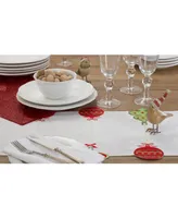 Saro Lifestyle Christmas Table Runner with Embroidered Ornaments, 72" x 16"