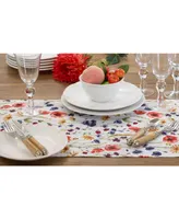 Saro Lifestyle Hemstitch Table Runner with Floral Design, 72" x 16"