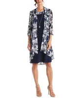 R & M Richards Necklace Dress Printed Jacket