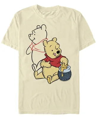 Fifth Sun Men's Pooh Line Art Short Sleeve Crew T-shirt