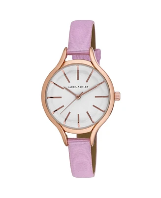 Laura Ashley Women's Pink Grosgrain Strap Watch 32mm