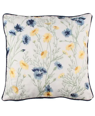 Levtex Linnea Floral Embroidered Decorative Pillow, 18" x 18"