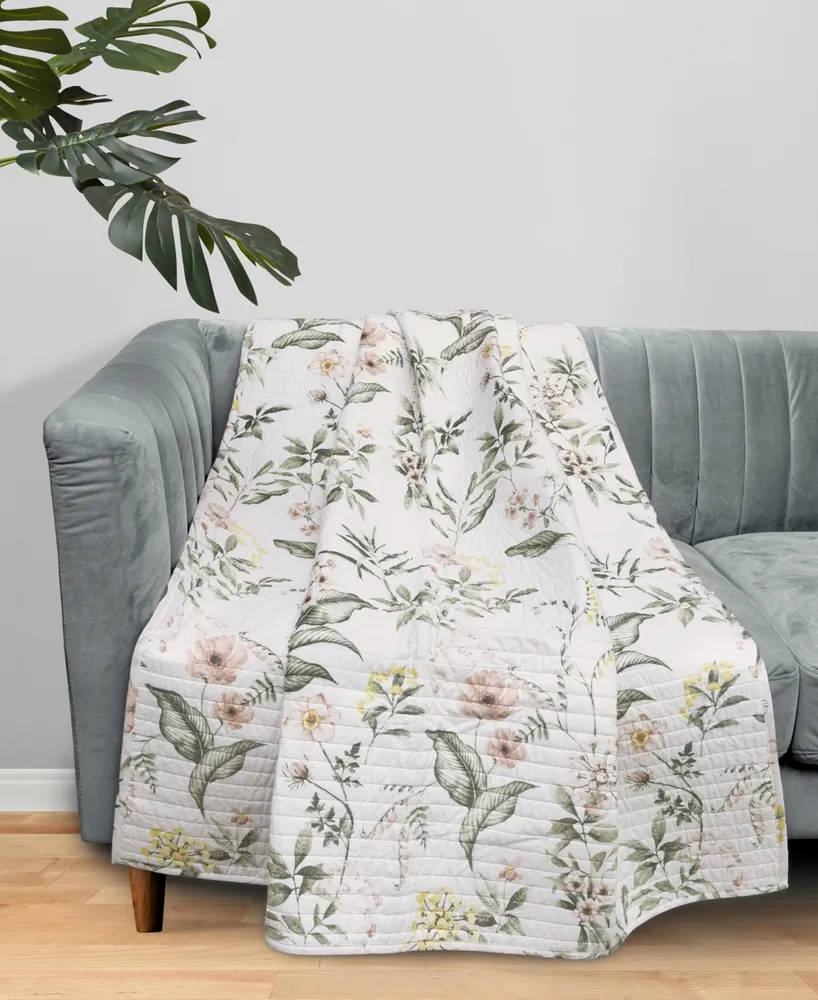 Levtex Viviana Watercolor Floral Quilted Throw, 50" x 60"