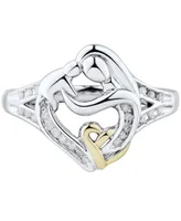 Diamond Mother & Child Ring (1/7 ct. t.w.) in Sterling Silver & 14k Gold