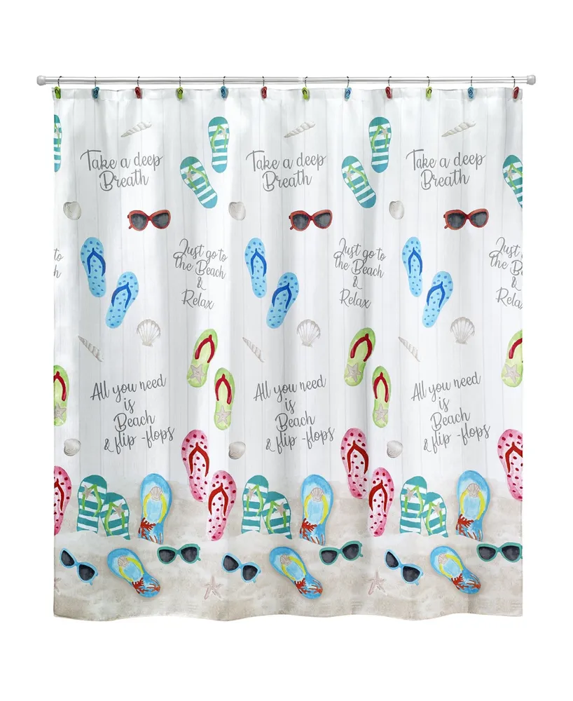 Avanti Beach Mode Flip-Flop Motif Resin Shower Curtain, 72" x 72"