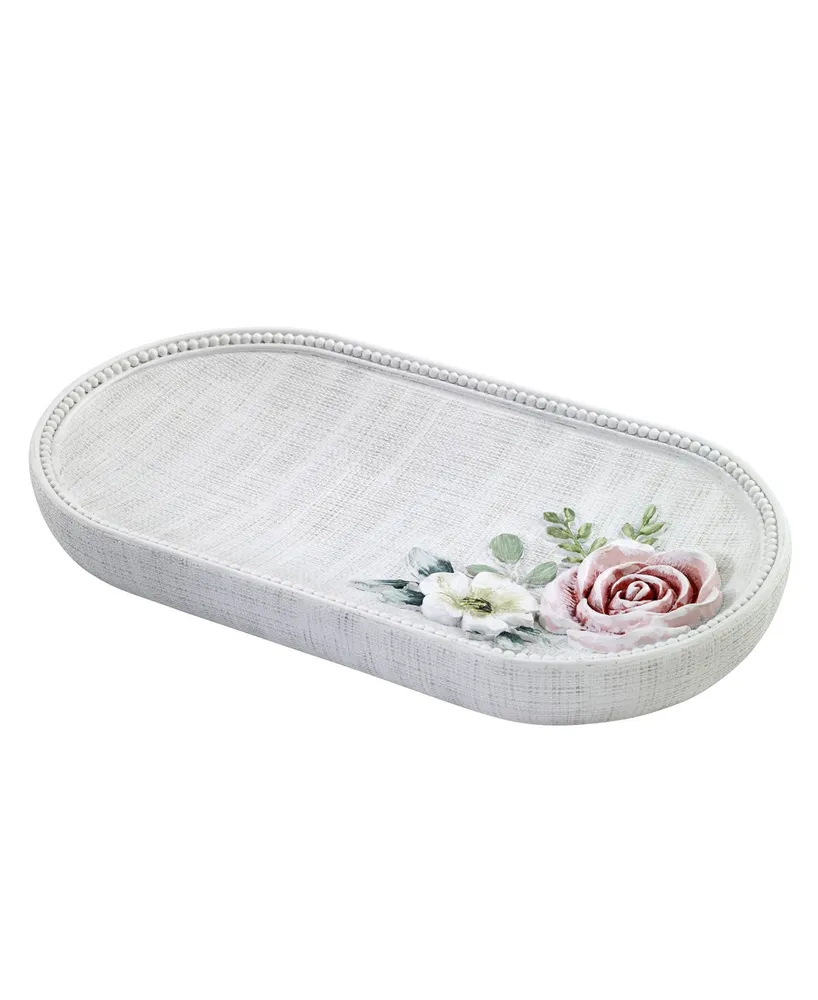 Avanti Spring Garden Peony Resin Bathroom Tray