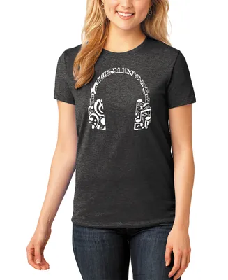 Women's Word Art Music Note Headphones T-Shirt