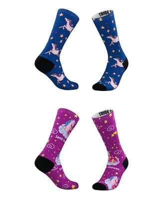 Men's and Women's Dreamy Unicorn Socks, Set of 2 - Assorted Pre