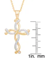 Diamond Accent Braided Cross Pendant 18" Necklace in Gold Plate