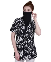 Ny Collection Petite Printed Adjustable Face-Covering Top