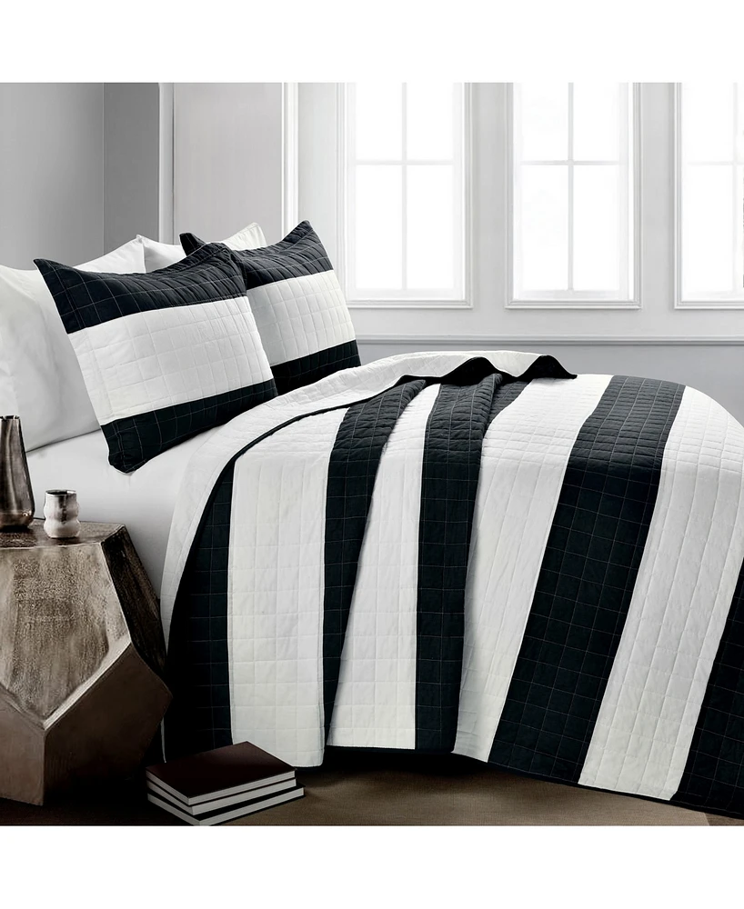 Lush Decor New Berlin Stripe 3 Piece Quilt Set, King