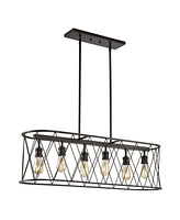 Marion 6-Light Adjustable Iron Farmhouse Rustic Led Dimmable Pendant