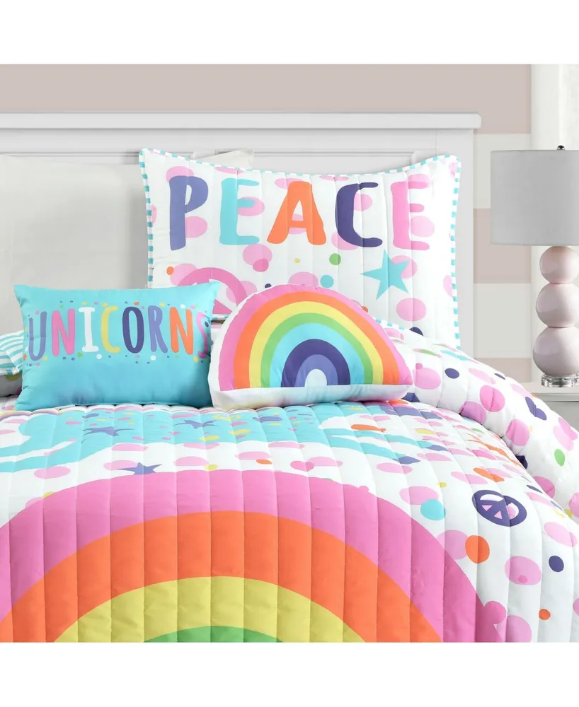 Lush Decor Unicorn Rainbow Piece Quilt Set for Kids