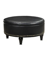 Osp Home Furnishings Augusta Round Storage Ottoman