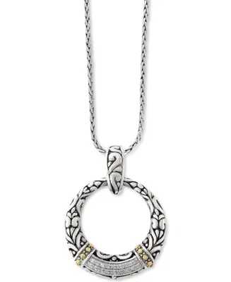 Effy Diamond Filigree Circle 18" Pendant Necklace (7/8 ct. t.w.) in Sterling Silver & 18k Gold