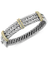 Effy Diamond Triple Band Bangle Bracelet (1/5 ct. t.w.) in Sterling Silver & 18k Gold