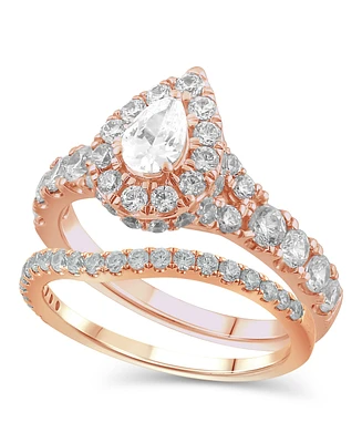 Diamond Pear-Cut Halo Bridal Set (2. ct. t.w.) 14K White, Yellow or Rose Gold