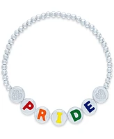 Diamond Accent Pride Beaded Bracelet in Sterling Silver