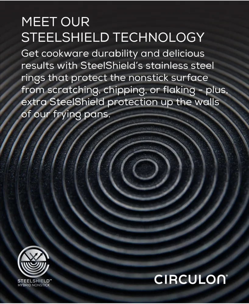 Circulon SteelShield C-Series Tri-Ply Clad Nonstick Frying Pan, 12.5-Inch, Silver