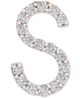 Wrapped Diamond Initial Single Stud Earring (1/20 ct. t.w.) in 14k Gold, Created for Macy's