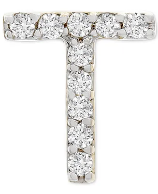 Wrapped Diamond Initial Single Stud Earring (1/20 ct. t.w.) in 14k Gold, Created for Macy's