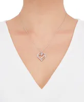 Diamond Heart Mom 18" Pendant Necklace (1/10 ct. t.w.) in Sterling Silver and 14K Rose Gold-Plate - Sterling Silver  Rose Gold