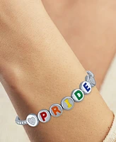 Diamond Accent Pride Beaded Bracelet in Sterling Silver