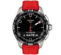 Tissot Men's Swiss T-Touch Connect Solar Red Rubber Strap Smart Watch 48mm