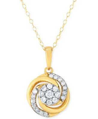 Diamond Love Knot 18" Pendant Necklace (1/4 ct. t.w.) in 14k Gold-Plated Sterling Silver - Gold