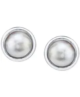 Cultured Mabe Pearl (11mm) Stud Earrings in Sterling Silver