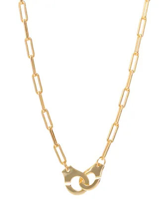 Giani Bernini Handcuff Paperclip Link Pendant Necklace in 18k Gold-Plated Sterling Silver, 16" + 2" extender, Created for Macy's