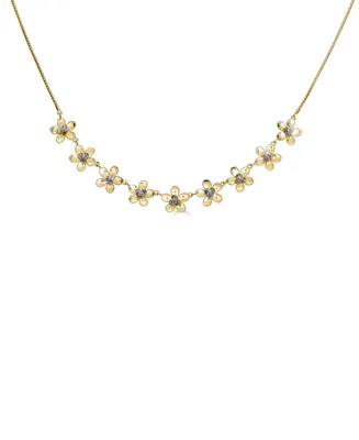 Flower Statement Necklace in Sterling Silver & 14k Gold-Plate, 18" + 2" extender