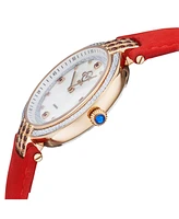 Gevril Women's Matera Swiss Quartz Red Italian Suede Strap Watch 35mm