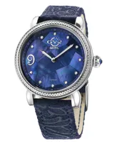 Gevril Women's Ravenna Floral Swiss Quartz Italian Leather Strap Watch 37mm