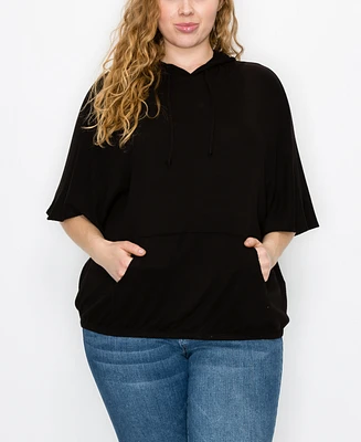 Coin 1804 Plus Size Batwing Pocket Hoodie