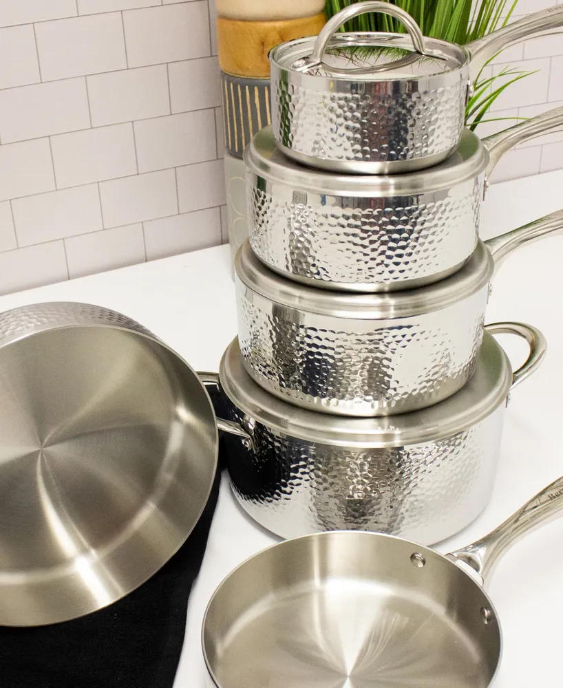 Hammered 10 Piece 3-Ply Stainless Steel Cookware Set