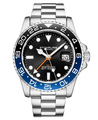 Men's Quartz Diver Silver-Tone Link Bracelet Watch 42mm