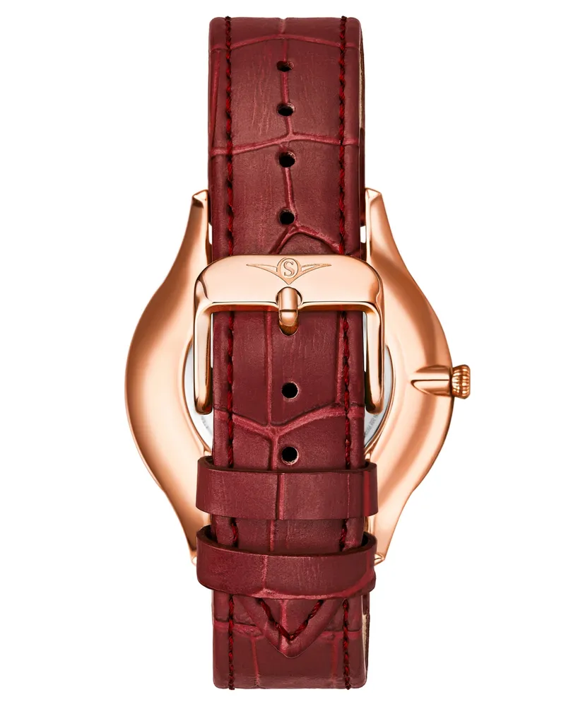 Men's Red Genuine Leather Strap Watch 38mm