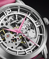 Women's Automatic Pink Genuine Leather Strap Watch 40mm