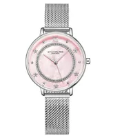 Women's Quartz Silver-Tone Mesh Strap Watch 34mm