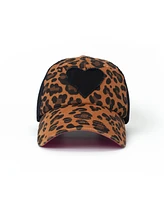 Leopard Kids Adjustable Snap Back Mesh Leopard Print with Heart Trucker Hat