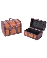 Vintiquewise Decorative Leather Treasure Boxes, Set of 2