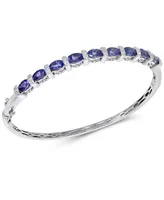 Tanzanite (4 ct. t.w.) & Diamond (1/10 ct. t.w.) Bangle Bracelet in Sterling Silver