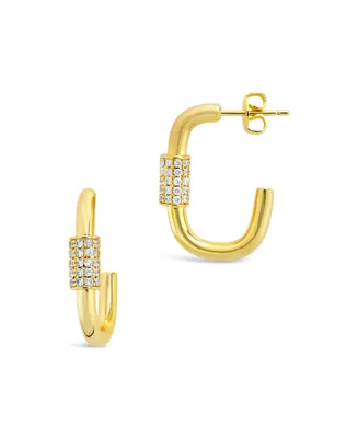 Women's Oval Carabiner Gold Plated Hoop Earrings - Gold