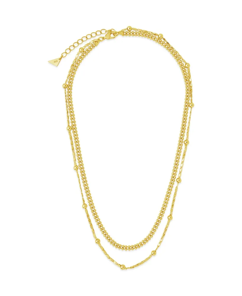 Women's Layered Beaded Plated Chain Necklace