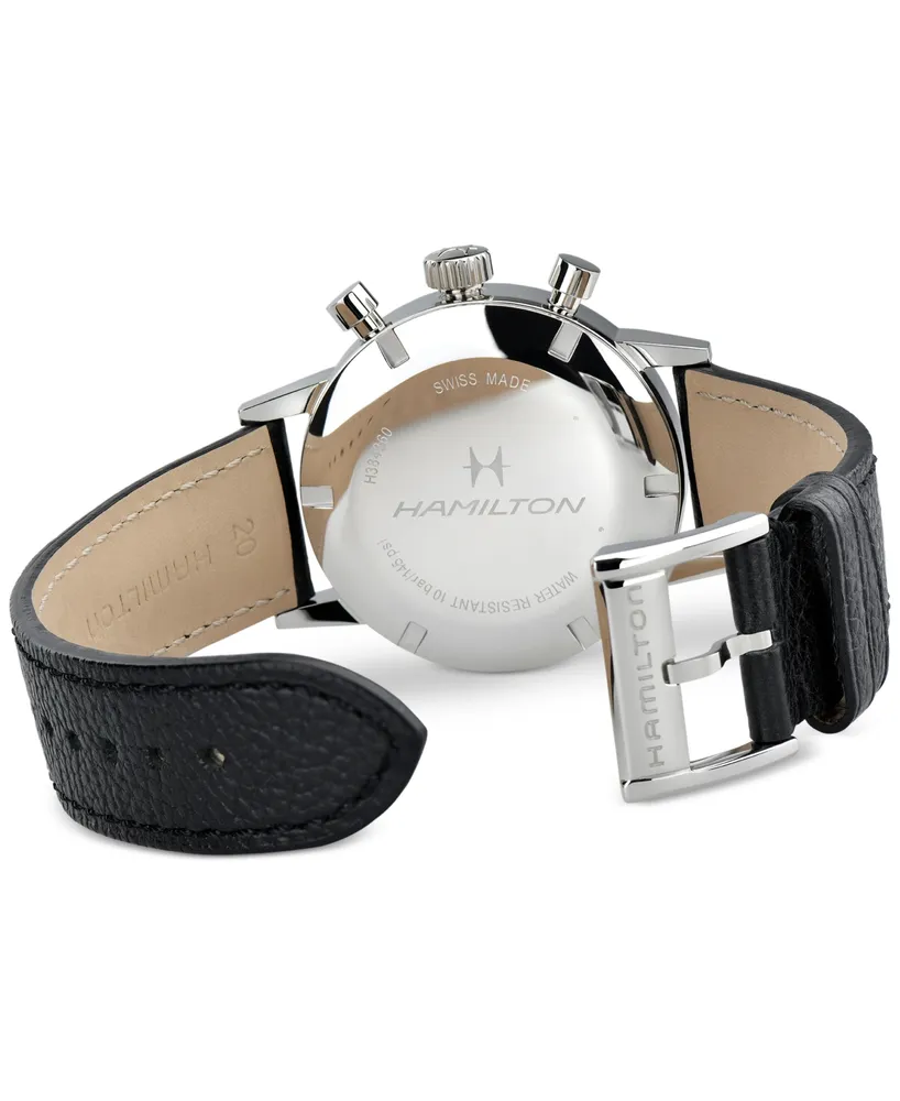 Hamilton Men's Swiss Intra-Matic Chronograph H Black Leather Strap Watch 40mm