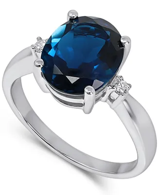 London Blue Topaz (3-3/4 ct. t.w.) & Diamond (1/20 ct. t.w.) Ring in 14k White Gold