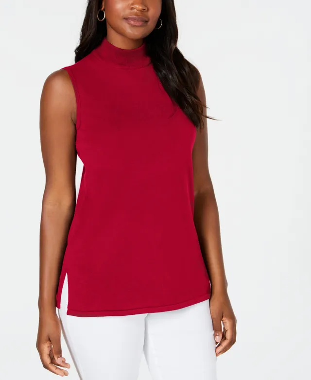 Jm Collection Sleeveless Mock-Turtleneck Sweater