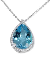 Blue Topaz (24 ct. t.w.) & White Topaz (1/2 ct. t.w.) 18" Pendant Necklace in Sterling Silver
